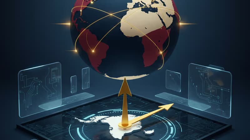 北極圏の地図を背景にしたトランプ大統領の外交政策を象徴するイメージ