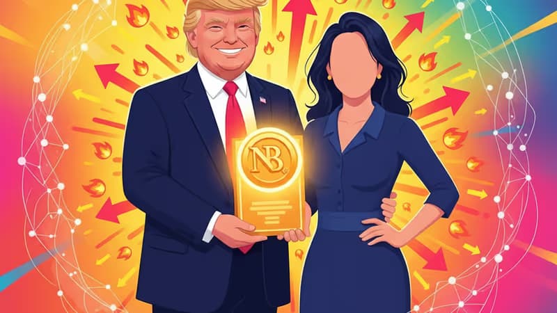 川普手持諾貝爾和平獎獎牌與馬查多合影