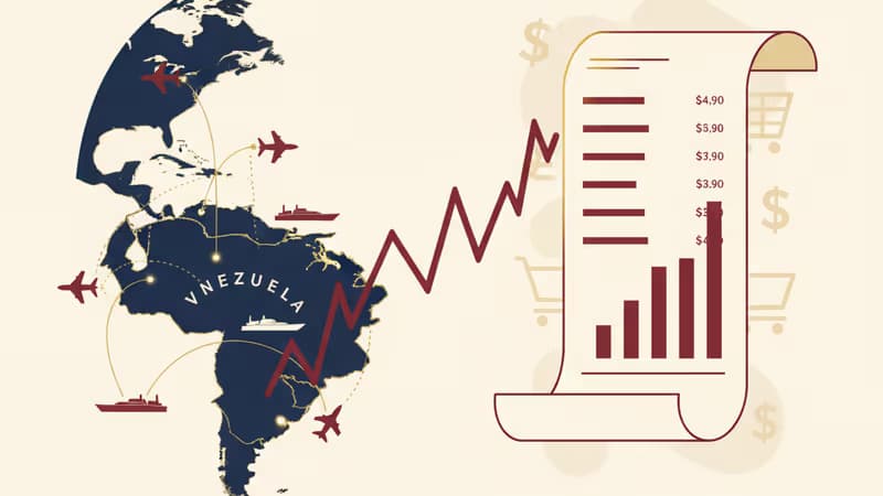 美國政治意象圖：世界地圖上的軍事擴張與國內物價飆升的對比