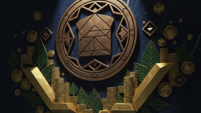 連邦準備制度理事会の重厚な紋章が刻まれた壁面