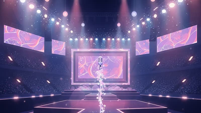 NHK紅白歌合戦のステージを背景にしたaespaのイメージ