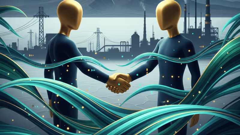 南美鋰三角區域與現代化電池工廠的結合概念圖